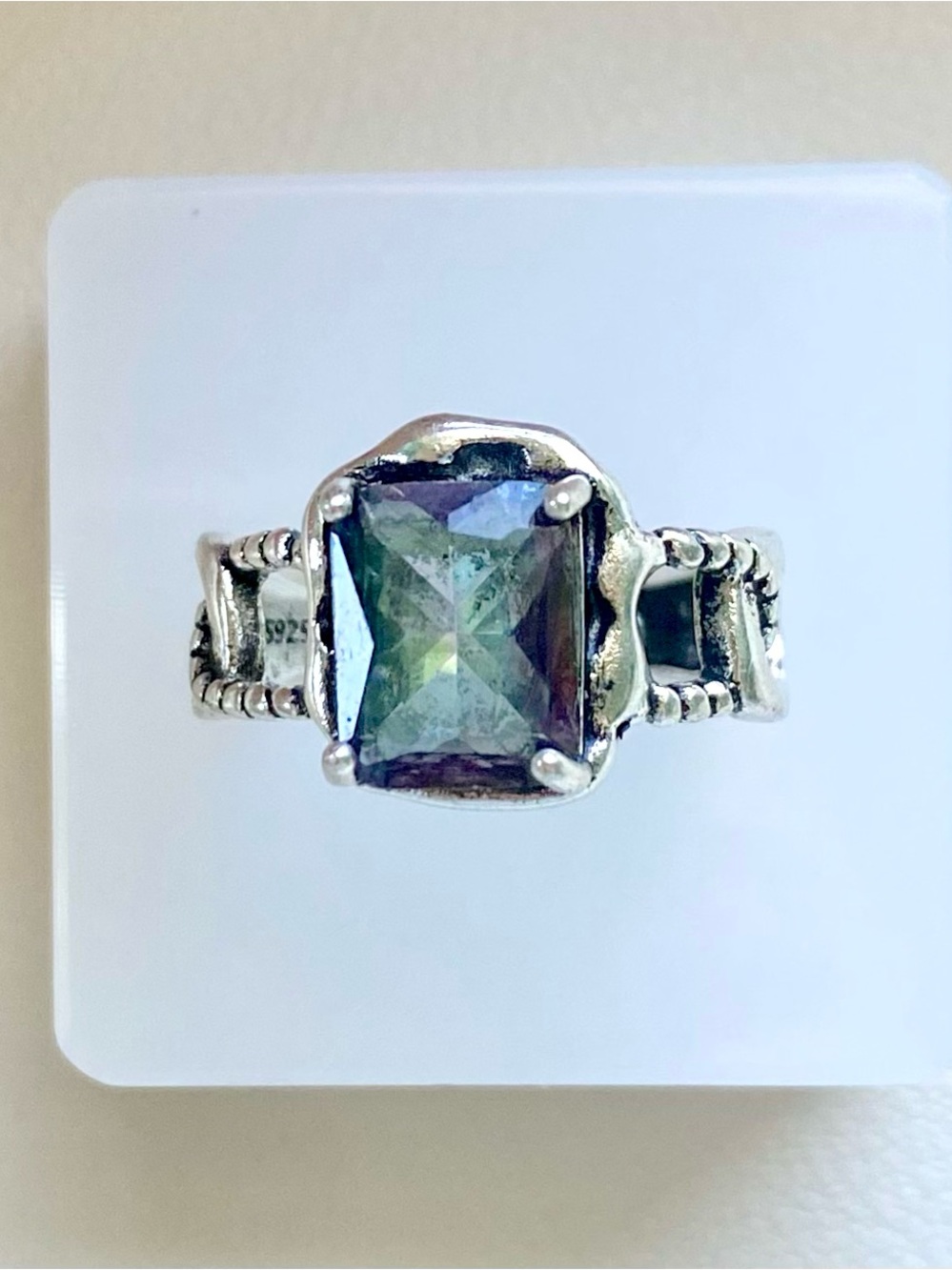 Sterling Silver Mystic Topaz Square Ring